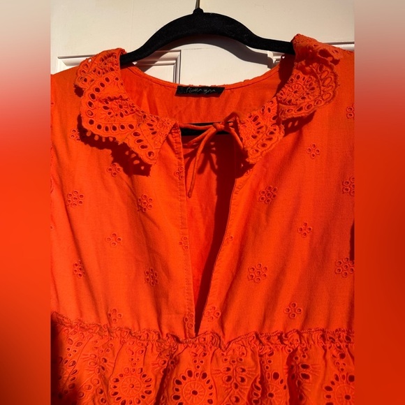 Stella Nova Barbara Joe Dress Eyelet Ruffle Maxi Size 36 US Small Orange Red EUC - Picture 6 of 10
